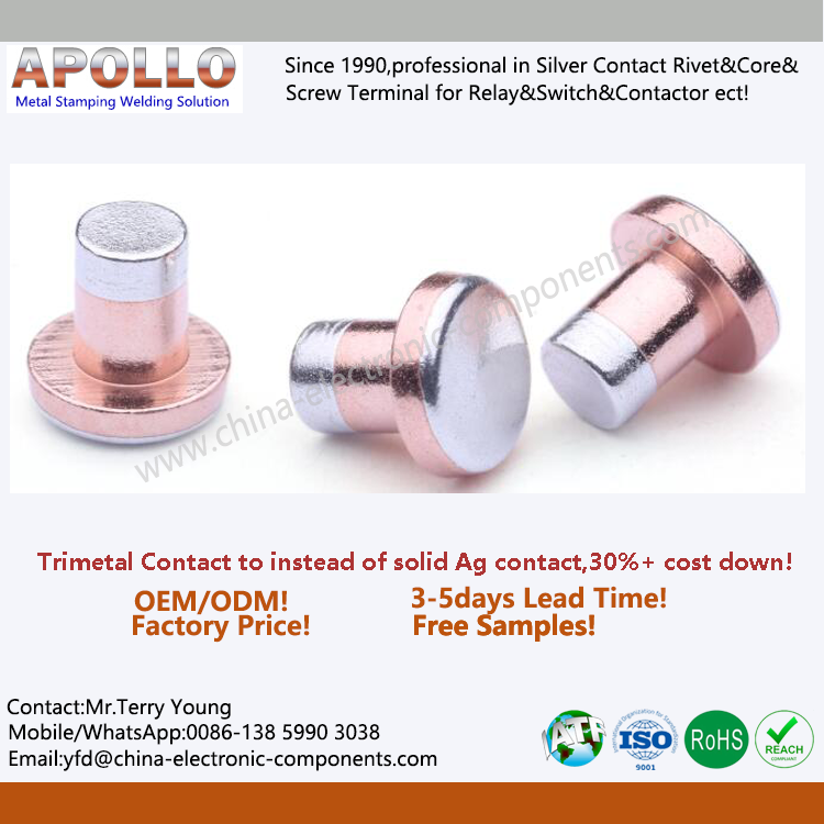 Electrical Trimetal Rivet Contacts