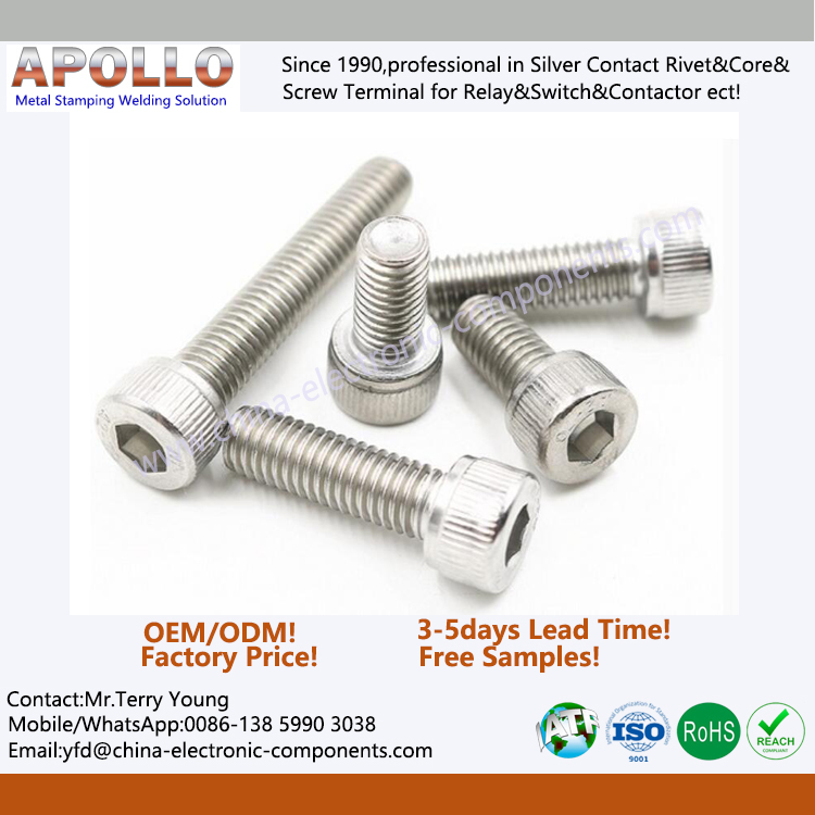 M6 Hexagon Socket Head Screw 304 Stainless Steel Knurling